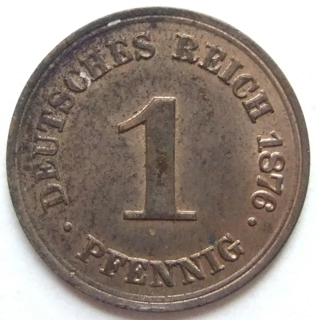 Moneta Reich Tedesco Impero Tedesco 1 Pfennig 1876 A IN Uncirculated