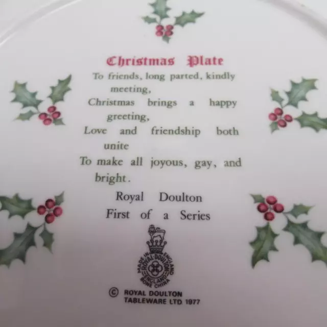 Royal Doulton - Christmas 1997 Plate - Ice Skating Children and Holy Design 3