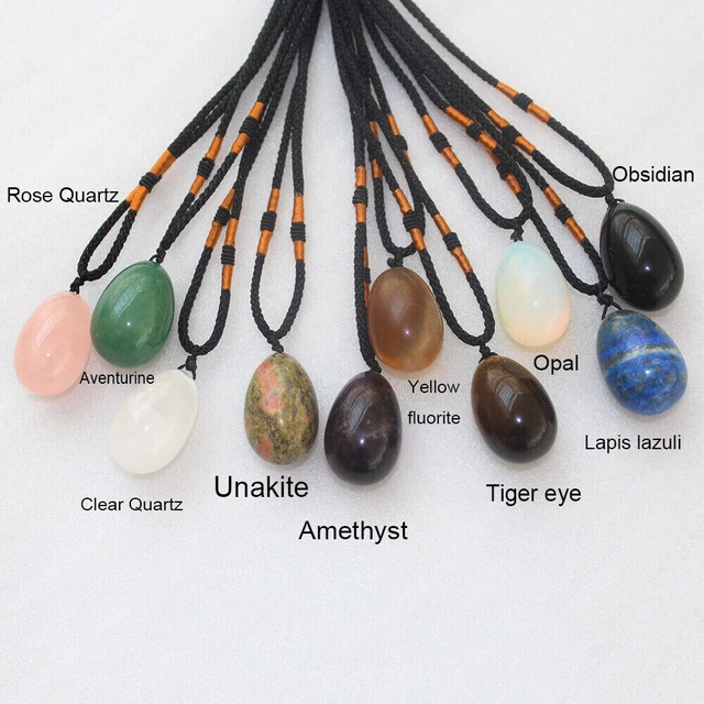 Natural Oval Egg Crystal Necklace Stone Quartz Chakra Pendant Reiki Healing Gift