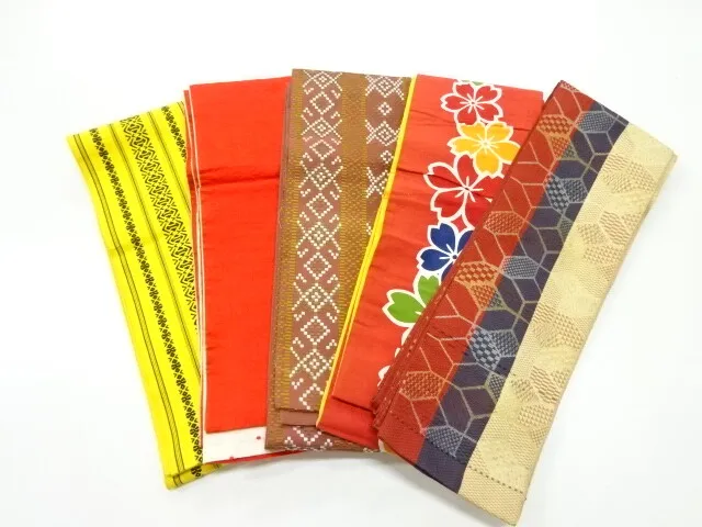 80875# Japanese Kimono / Antique Hanhaba Obi / Set Of 5