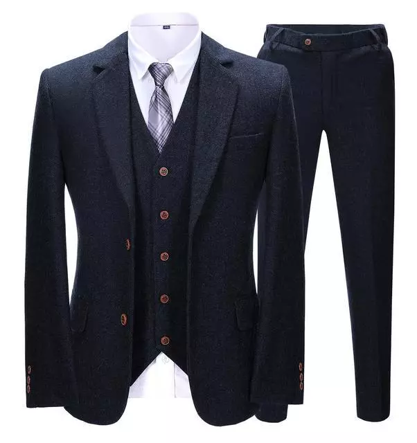 Bespoke Mens 3 piece suit - Made to Measure - Tweed - Mens Grey/Navy/Brown Suit