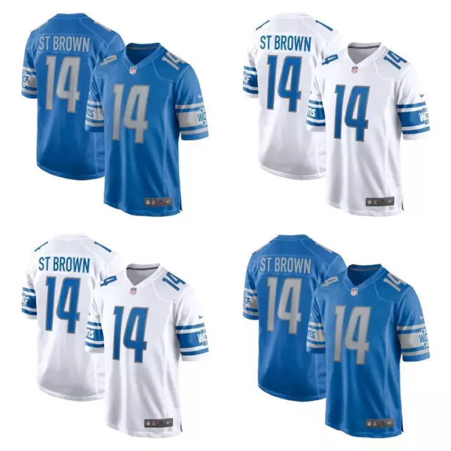 Neu Erwachsene Detroit Lions NFL Shirt Trikots Nr. 14 Amon-Ra St. Brown