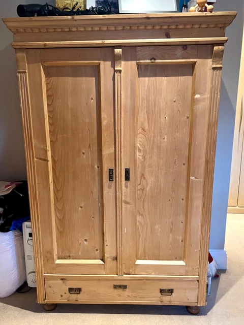 antique pine wardrobe used with bottom drawer in very good condition 