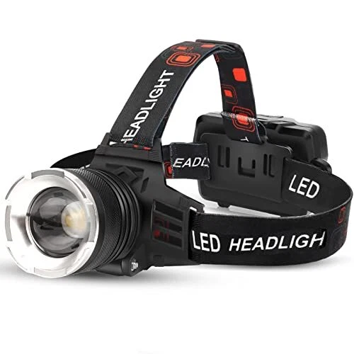 LED Rechargeable Headlamp, 90000 Lumens Super Bright with 5 Modes & IPX6