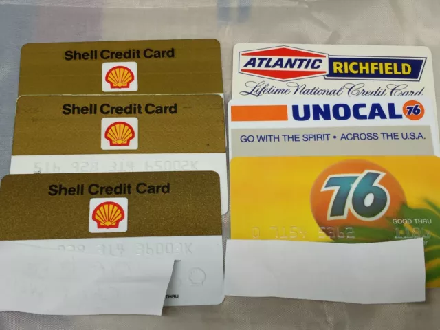 Expired Lot Of Credit Cards Late 1980s Unocal Shell Atlantic Richfield And 76