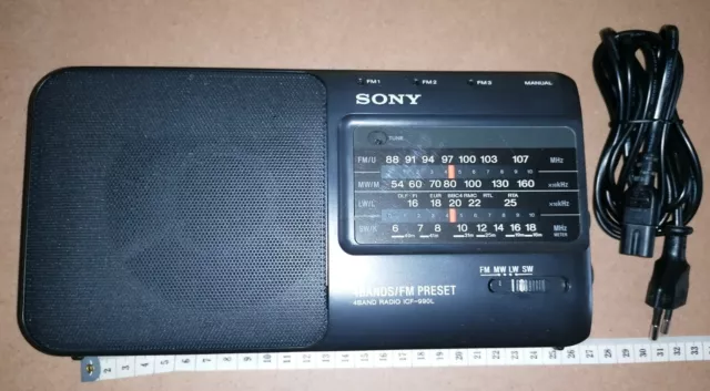 Sony Radio  ICF-990L 4-Band-Radio funktioniert/ohne Batteriefach-Deckel Senioren