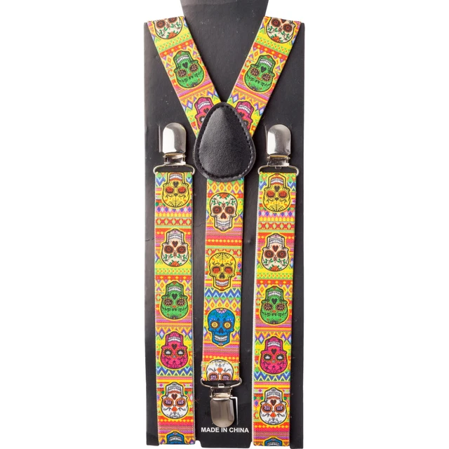 Bretelle teschio teschio teschio supporto pantaloni Dia de los Muertos reggiseno