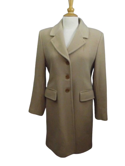 Manteau Ceinturé En Laine Et Lama Taille 40 — Fabrication Allemande, Couleur Beige