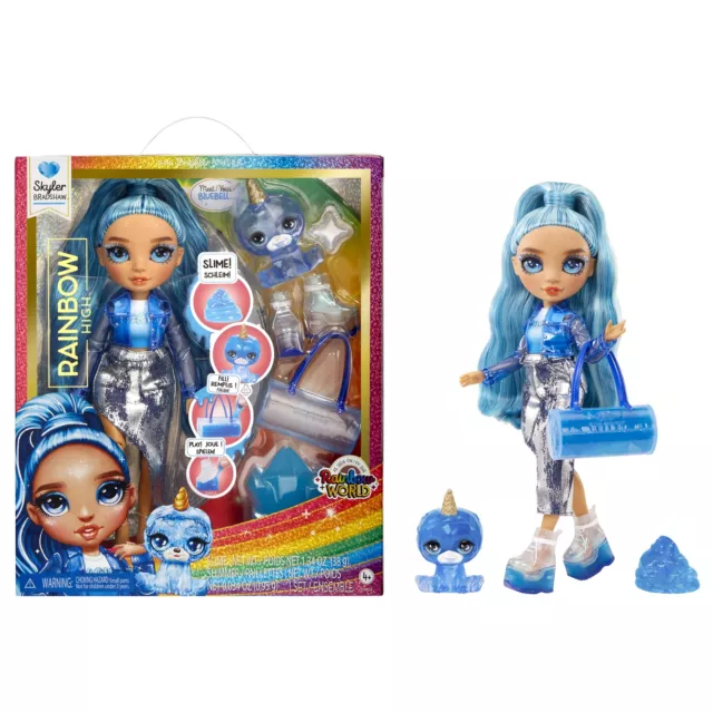 Rainbow High Fashion Doll with Slime & Pet - Skyler (Blue) - 28 cm Shimmer Doll