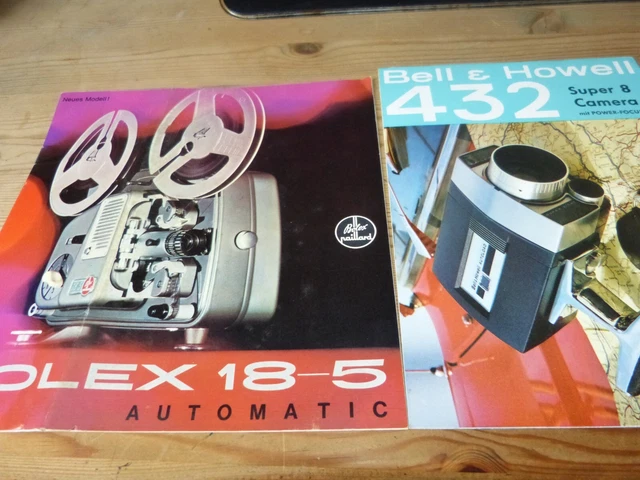 Bolex 18-5  Automatic + Bell u. Howell 432 Super 8 Camera Broschüren 60/70r Jah.