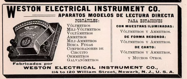 1898 e Latin America Weston Electrical Instrument   Print Ad