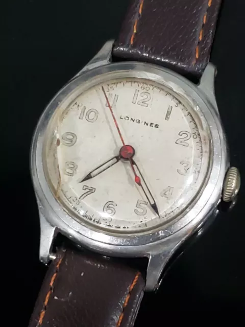 VINTAGE LONGINES MILITARY WWII Sei Tacche SS Mens Manual Watch Cal. 12. ...
