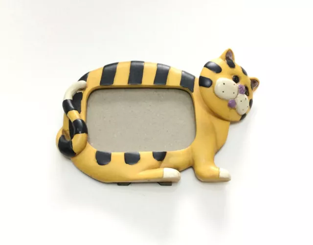 Whimsical Tabby Cat Photo Frame with Bobble Head