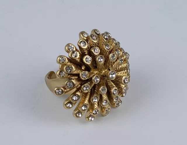Stella & Dot Trove Statement Ring Gold Tone Sparkle Burst Brutalist Adjustable Stella & Dot Trove Statement Ring Gold Tone Sparkle Burst Brutalist Adjustable