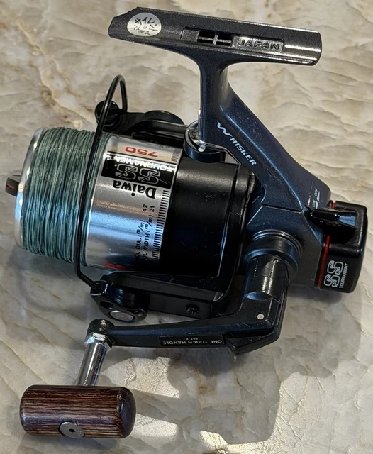 VINTAGE DAIWA WHISKER Tournament SS-750 Long Casting Spool Silver