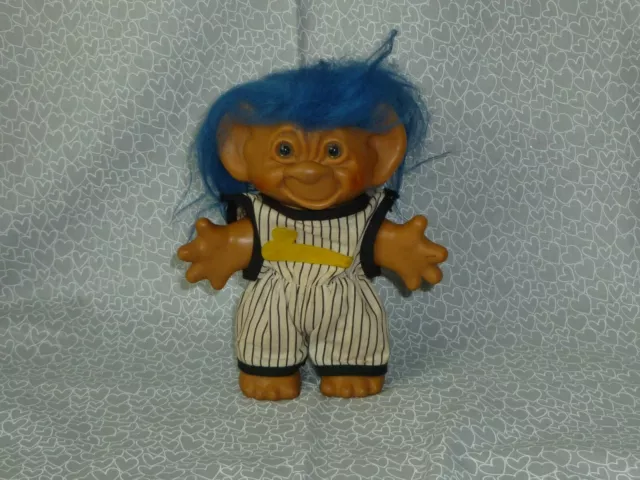 Vintage Blue Haired Troll Doll with Orange Dress - wide 2