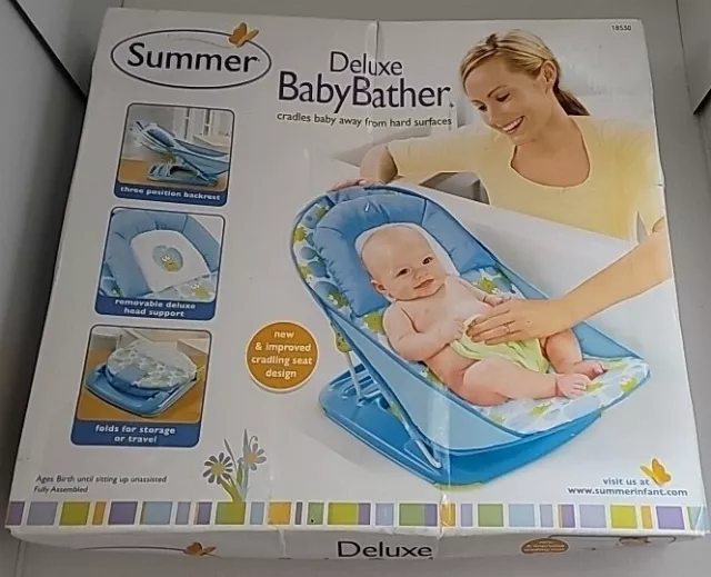 Summer Deluxe Baby Bather - 3 Position Recline Folding Bath Sling Head Support