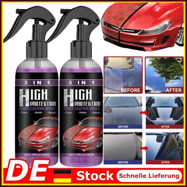 2X 3 in 1 Ceramic Quick Car Wax Gloss Coating Spray High Protection Coating Wax 3