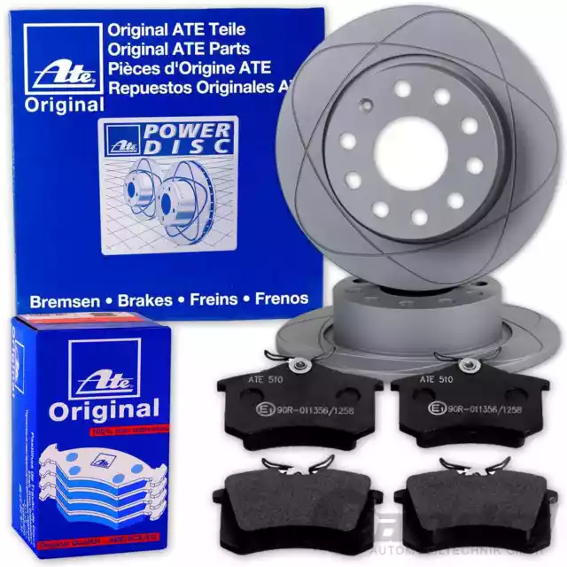 ATE Powerdisc Disques + Revêtements Arrière pour VW Golf 4 Polo 6R 6C 9N Beetle