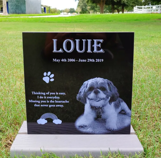 8x6 Tombstone Pet Memorial Stone Gravestone Picture Grave Garden Dog Puppy 2