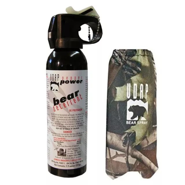 Udap Pepper Power Bear Spray Repellant W/ Gree Camouflage Camo Holster Black Can