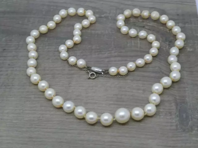 Beau Vintage 9ct or Blanc Gradué Perle de Culture 45.7cm Collier