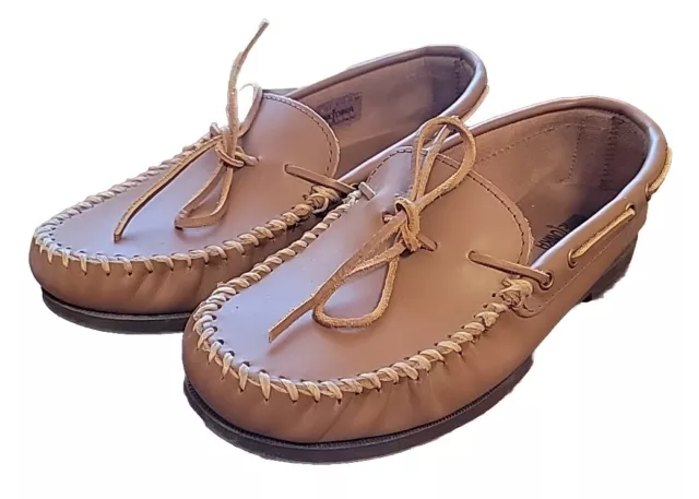 Minnetonka Men’s Brown Leather Slip On Slipper Moccasins 742 Size 10