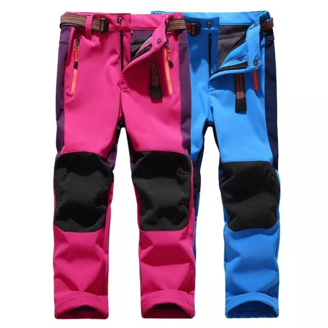 Kids Boys Girls Waterproof Outdoor Winter Hiking Trekking Pants Warm Fleece Line