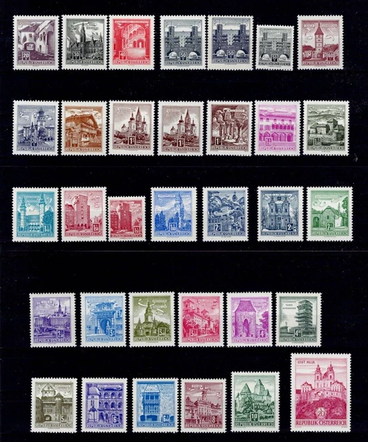 Österreich - ex MiNr.: 1035 - 1324 , Bauwerke Lot mit 33 Marken, **, MNH