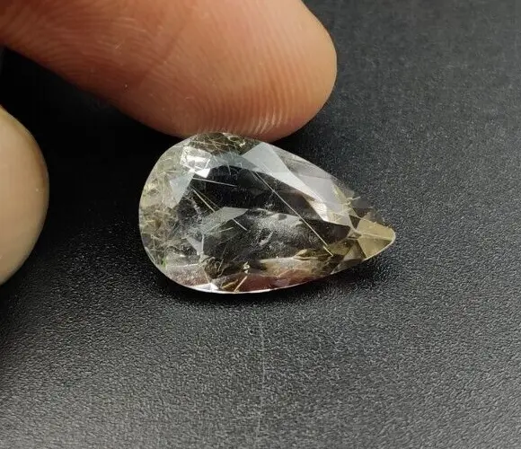 7.50 Carat Quartz Rutile Cristal à Facettes Coupe Poire Forme Gemme H-112