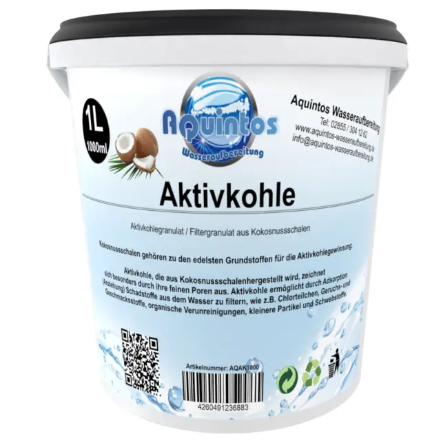 Aktivkohle Filterkohle Kokoskohle Aktivkohlegranulat 1 Liter Körnung 2.36-0.60mm