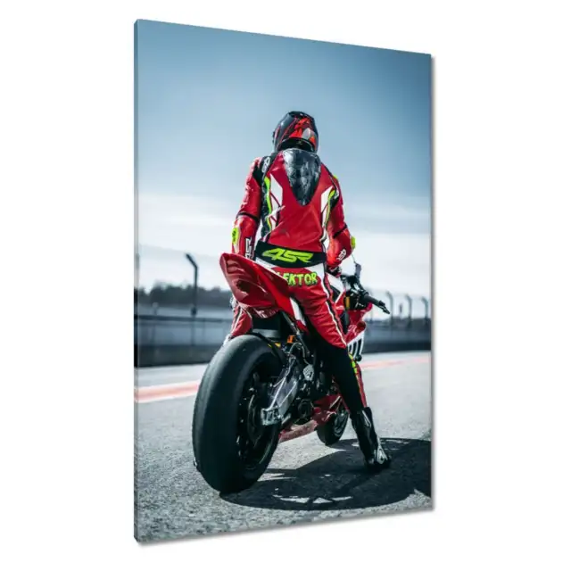 Leinwand Bild Wandbild Canvas Print Motorrad auf der Rennstrecke Nr. H7655_PC