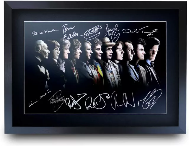 Dr Who All The Doctors Series A3 Poster Framed Autograph Picture for Movie Fan