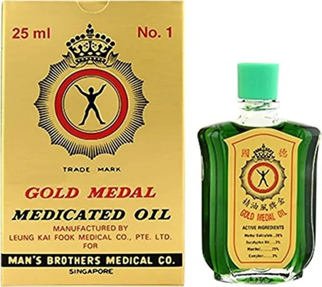 Gold Medal Médicamenteux Huile - 25ml Mal, Froid, Joint Douleur, Arthrite, Toux