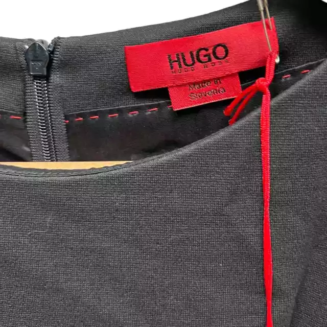 NWT Hugo Boss Kacie Black Elastic Panel Knee Length Dress Size 2 3