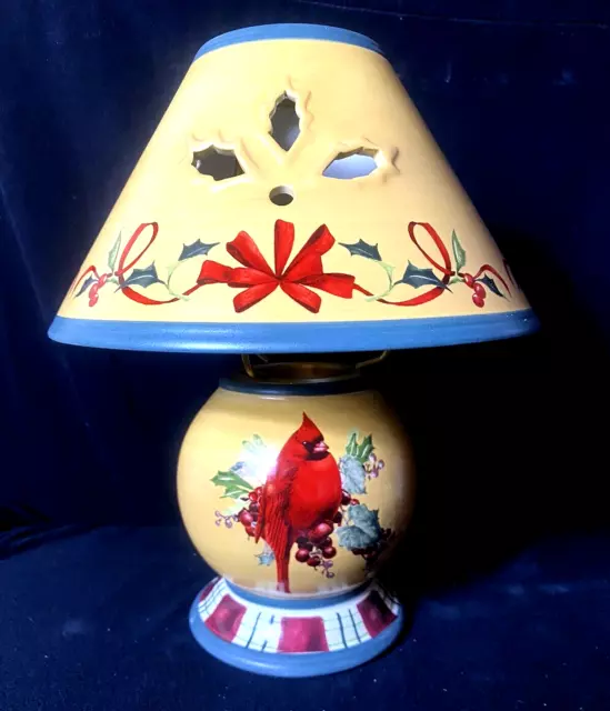 Lenox Winter Greetings Everyday Ceramic Tealight Lamp with Cardinal and Holly