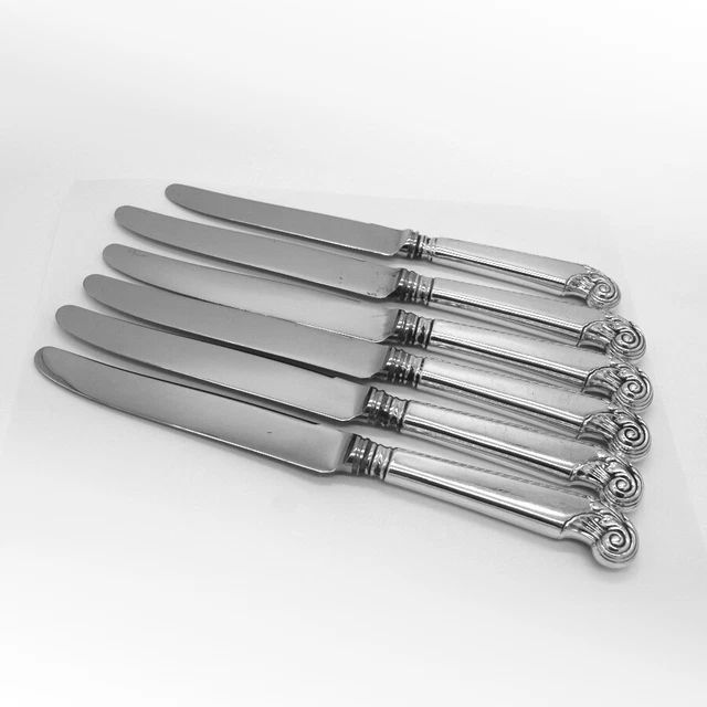 George II Plain 5 Dinner Knives 1 Regular Knife Set Birks Sterling Silver