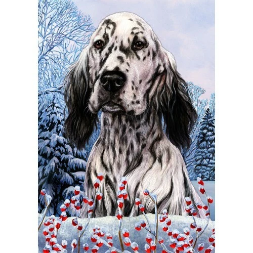 Winter House Flag - Blue Belton English Setter 15469