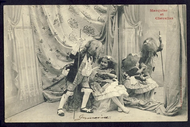 cpa BERGERET NANCY FRANCE children in costume mirror MARQUISE and CHEVALIER