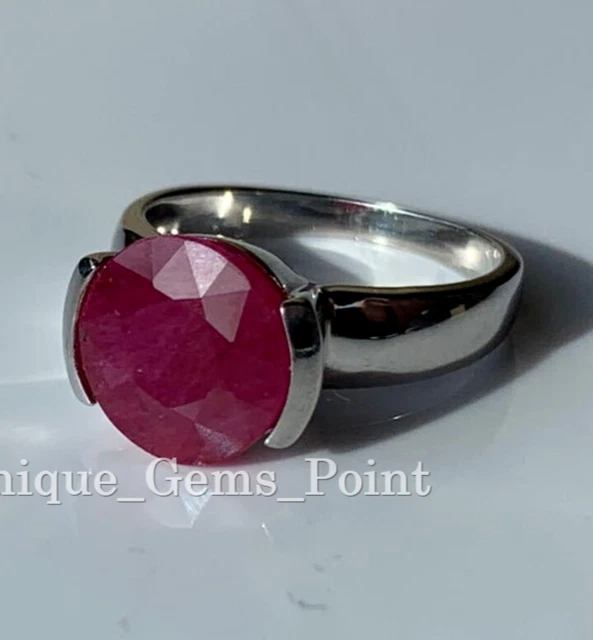 Natural Red Ruby Gemstone With 925 Sterling Silver Ring for Men's Handmade Ring