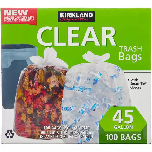 Kirkland Signature 10 Gallon Clear Wastebasket Liners Bags 500 Count