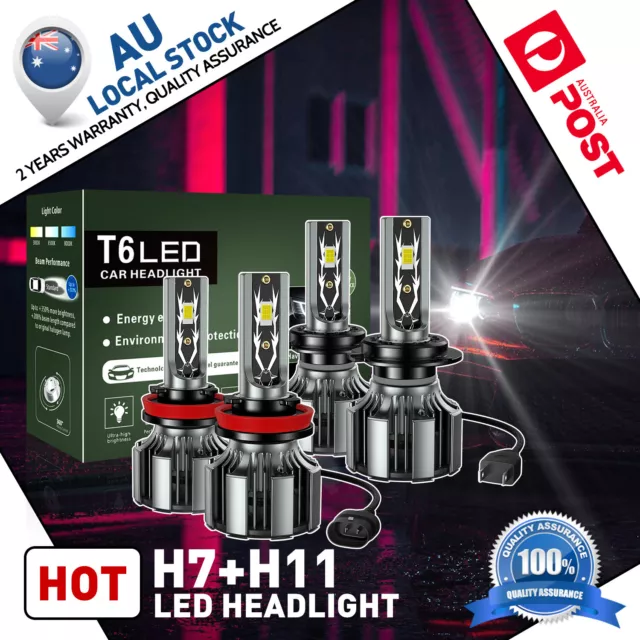 H7+H11 LED Headlight Globe High Low Beam Bulbs For Holden Commodore VE 2006-2013