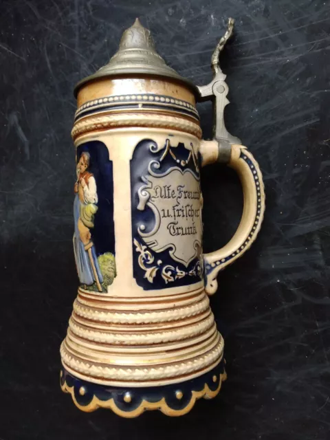 Vintage Thorens Music Box Beer Stein Switzerland "Make Yourself Young Again"