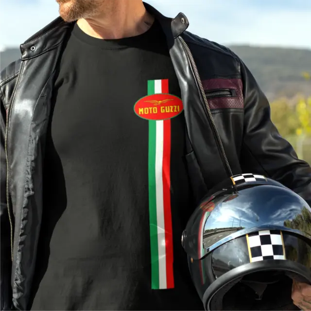 Hammer Moto Guzzi Flag Colours Stripe Premium Biker T-Shirt Fast & Free Shipping