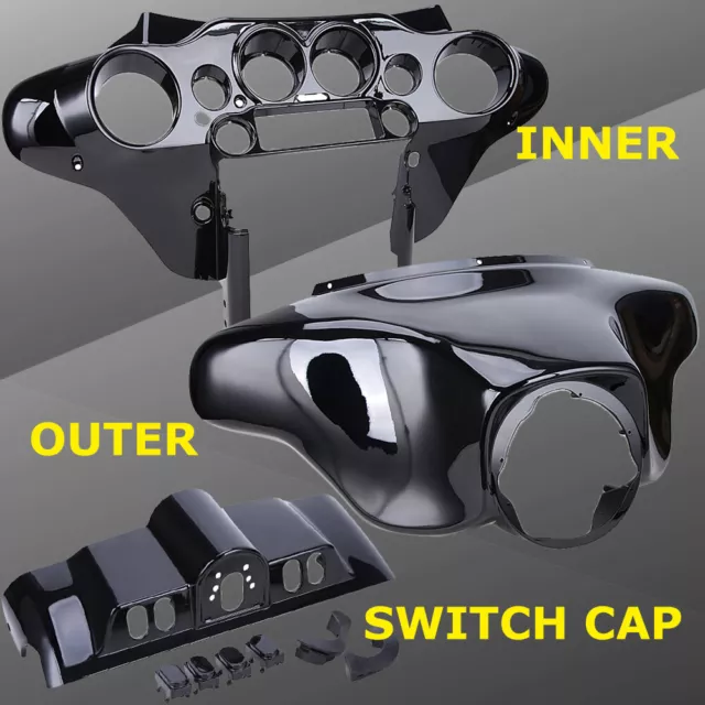 Vivid Black Front Outer Fairing For 2015-2022 Harley