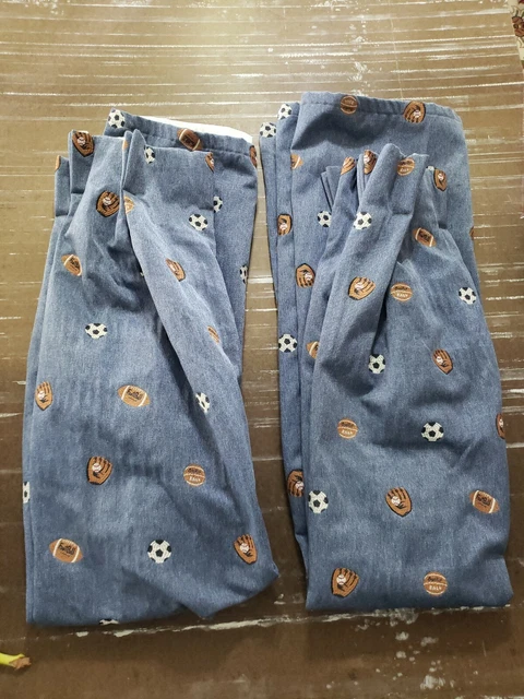 Window Valance Little Boy Sports Fan Ball Player Blue Jean Black Out Quality ~2~