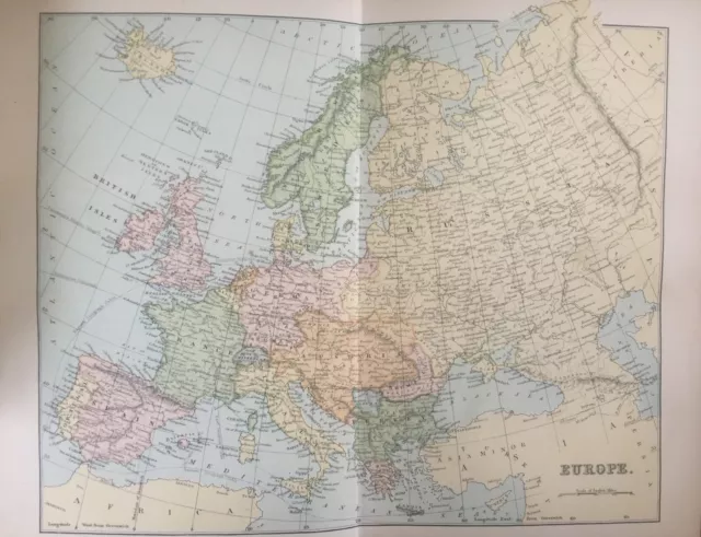ANTIQUE MAP C1870S Map Of Europe Colour Map Of The World Globe £12.99 ...