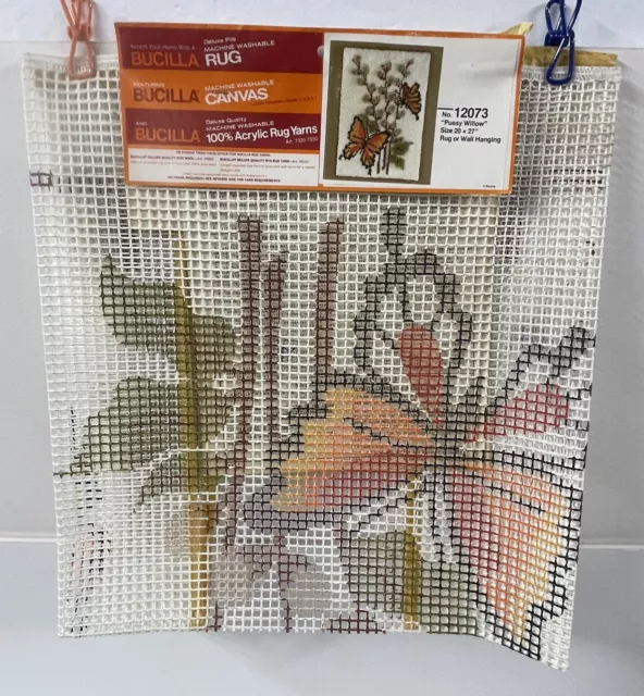 Bucilla Latch Hook Rug Canvas “Butterfly Willow” #12073 20” x 27” Vintage (1979)