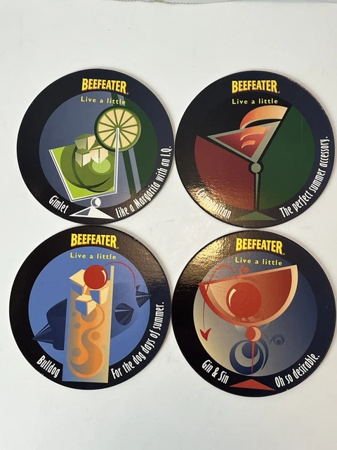 🍸Set of 4 Beefeater Gin Bar Coasters Great Classy Design Unused 1 Day Ship!👍