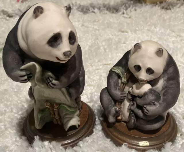 Set of Two Italian Porcelain Guido  CACCIAPUOTI Panda Statuettes